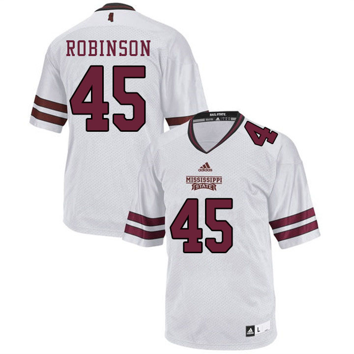 Men #45 Devon Robinson Mississippi State Bulldogs College Football Jerseys Sale-White - Click Image to Close